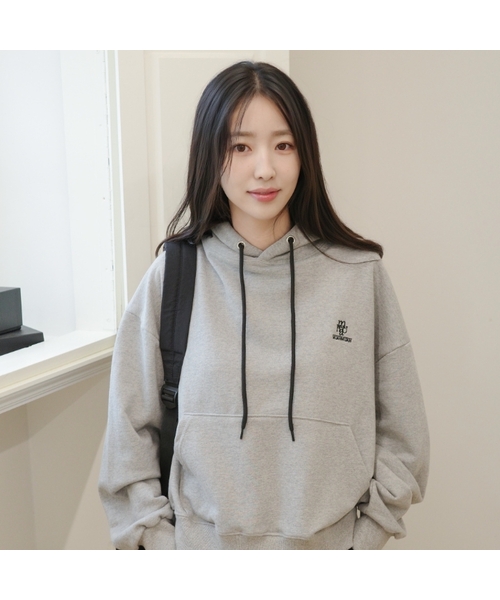 muahmuah（ムーアムーア）の「[裏毛/起毛] スティッチコンビフードパーカー [6色]（パーカー・レディース・オートミール/ネイビー/ライトグレー/ブラウン/ダークブラウン/グレー/クリーム/霜降りグレー/ネイビー系/ブラック系その他/トップグレー/ブラック・FREE）」の5枚目の写真