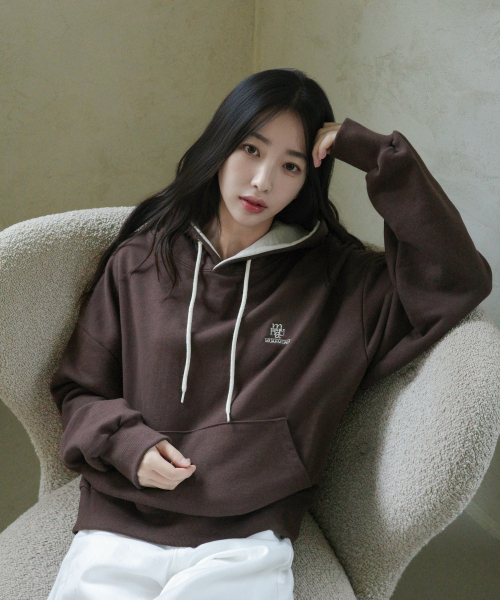 muahmuah（ムーアムーア）の「[裏毛/起毛] スティッチコンビフードパーカー [6色]（パーカー・レディース・オートミール/ネイビー/ライトグレー/ブラウン/ダークブラウン/グレー/クリーム/霜降りグレー/ネイビー系/ブラック系その他/トップグレー/ブラック・FREE）」の18枚目の写真