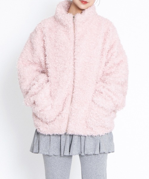 PUNYUS（プニュズ）の「もこもこプードルブルゾン（ブルゾン・レディース・グレー/ライトピンク/ブラウン・3/4）」の3枚目の写真