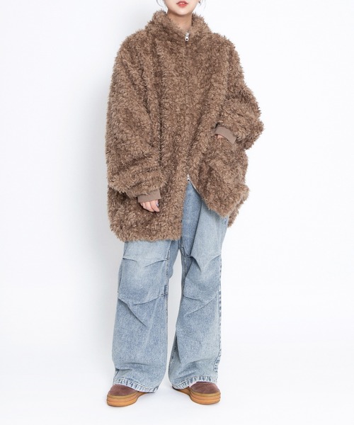 PUNYUS（プニュズ）の「もこもこプードルブルゾン（ブルゾン・レディース・グレー/ライトピンク/ブラウン・3/4）」の22枚目の写真