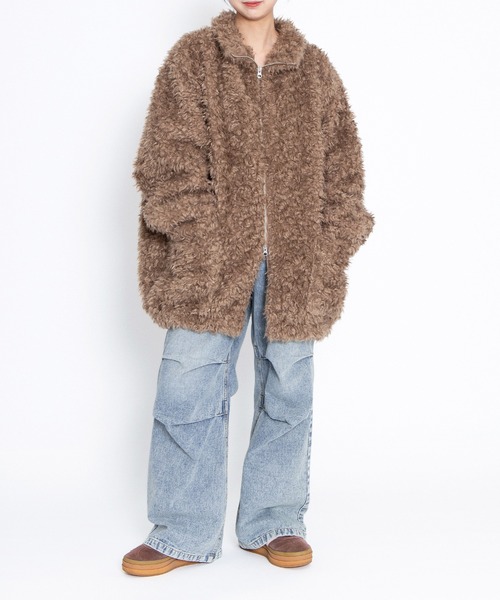 PUNYUS（プニュズ）の「もこもこプードルブルゾン（ブルゾン・レディース・グレー/ライトピンク/ブラウン・3/4）」の21枚目の写真