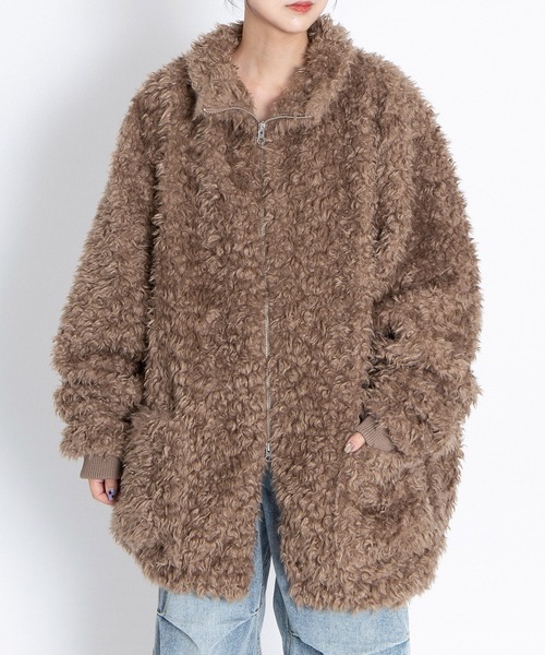 PUNYUS（プニュズ）の「もこもこプードルブルゾン（ブルゾン・レディース・グレー/ライトピンク/ブラウン・3/4）」の17枚目の写真