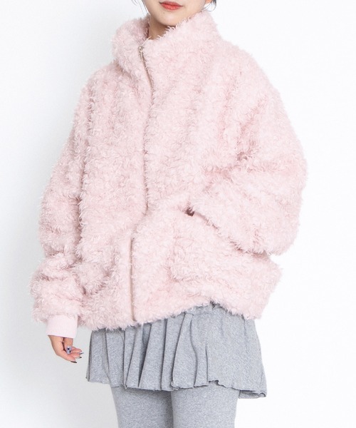 PUNYUS（プニュズ）の「もこもこプードルブルゾン（ブルゾン・レディース・グレー/ライトピンク/ブラウン・3/4）」の13枚目の写真