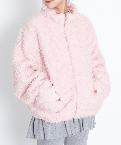 PUNYUS（プニュズ）の「もこもこプードルブルゾン（ブルゾン・レディース・グレー/ライトピンク/ブラウン・3/4）」の12枚目の写真