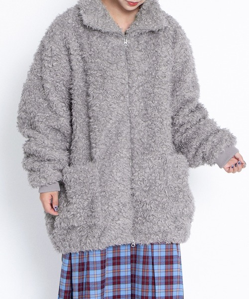 PUNYUS（プニュズ）の「もこもこプードルブルゾン（ブルゾン・レディース・グレー/ライトピンク/ブラウン・3/4）」の9枚目の写真