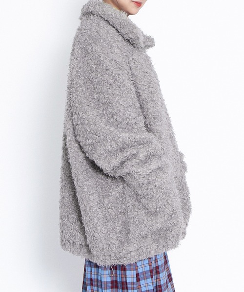 PUNYUS（プニュズ）の「もこもこプードルブルゾン（ブルゾン・レディース・グレー/ライトピンク/ブラウン・3/4）」の7枚目の写真