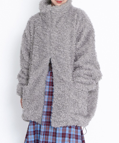 PUNYUS（プニュズ）の「もこもこプードルブルゾン（ブルゾン・レディース・グレー/ライトピンク/ブラウン・3/4）」の5枚目の写真