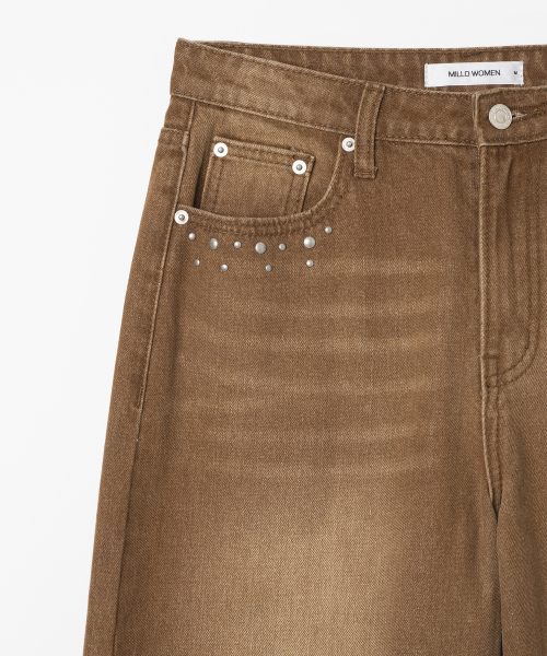 MILLO WOMEN（ミロウーマン）の「スタッドワイドジーン[ブラウン]（デニムパンツ・レディース・その他・SMALL/MEDIUM）」の5枚目の写真