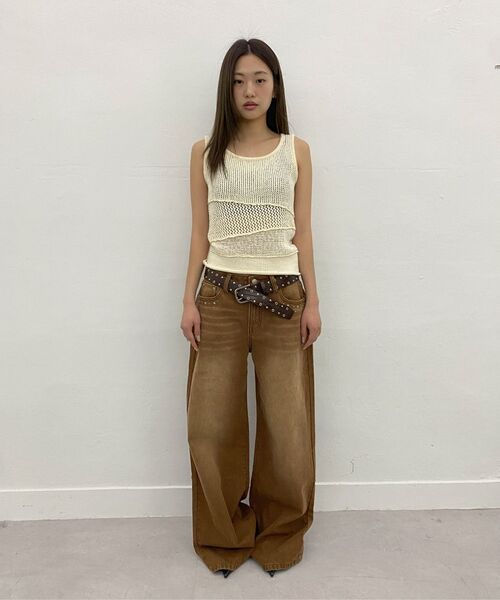MILLO WOMEN（ミロウーマン）の「スタッドワイドジーン[ブラウン]（デニムパンツ・レディース・その他・SMALL/MEDIUM）」の10枚目の写真