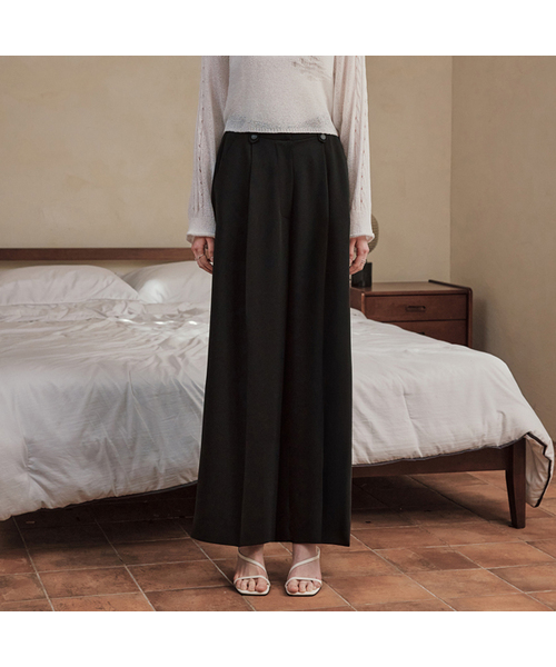 ZEROSTREET（ゼロストリート）の「[2カラー] カリーワイドストラップパンツ（スラックス・レディース・ブラック/ネイビー・SMALL/MEDIUM）」の2枚目の写真