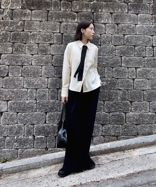 ZEROSTREET（ゼロストリート）の「[2カラー] カリーワイドストラップパンツ（スラックス・レディース・ブラック/ネイビー・SMALL/MEDIUM）」の6枚目の写真