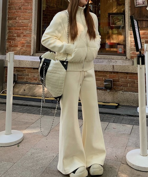 LAFFMO（ラフモ）の「ニット切り替え中綿ブルゾン（ダウンジャケット/コート・レディース・ブラック/オフホワイト/グレー/ピンク/ブラウン・M/L）」の17枚目の写真