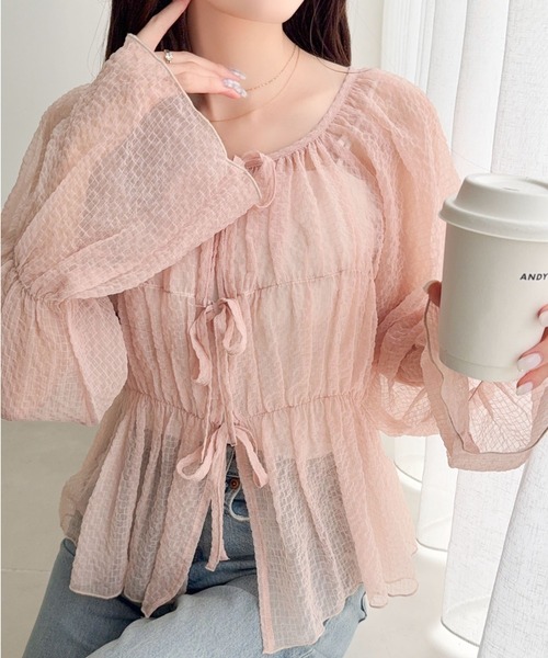 mily bilet(ミウィビレット)の「【mily bilet】1枚で2通り。透け感×チェックで、甘さをほどよく。前後2wayシアーチェックブラウス(シャツ/ブラウス・レディース・チャコール/アイボリー/ピンク・X-LARGE/SMALL/MEDIUM/LARGE)」の17枚目の写真