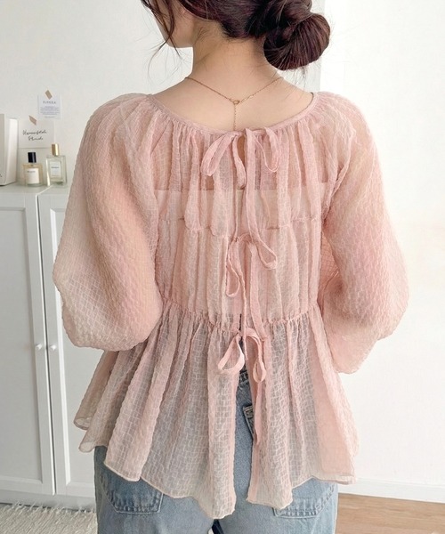 mily bilet(ミウィビレット)の「【mily bilet】1枚で2通り。透け感×チェックで、甘さをほどよく。前後2wayシアーチェックブラウス(シャツ/ブラウス・レディース・チャコール/アイボリー/ピンク・X-LARGE/SMALL/MEDIUM/LARGE)」の22枚目の写真