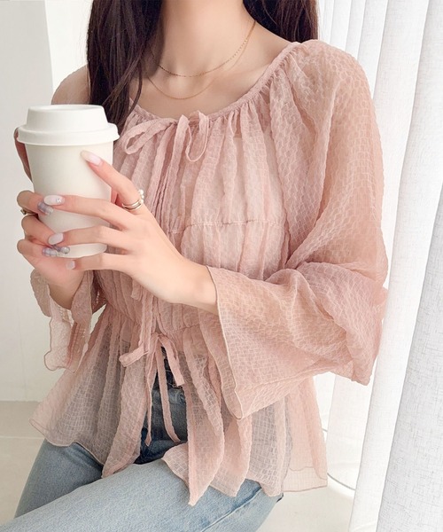 mily bilet(ミウィビレット)の「【mily bilet】1枚で2通り。透け感×チェックで、甘さをほどよく。前後2wayシアーチェックブラウス(シャツ/ブラウス・レディース・チャコール/アイボリー/ピンク・X-LARGE/SMALL/MEDIUM/LARGE)」の21枚目の写真