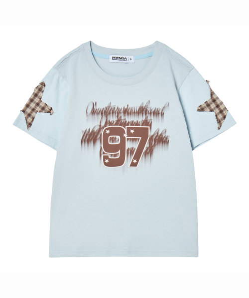 PRENDA(プレンダ)の「LETTERING 97 CHECK STAR CREWNECK TEE ANGEL FALLS(Tシャツ/カットソー・レディース・その他・SMALL/MEDIUM)」の1枚目の写真