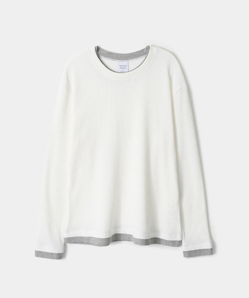 TRIP LE SENS(トリップ ル センス)の「ワッフル&レイヤードロングスリーブTシャツ_ホワイト(Tシャツ/カットソー・メンズ・その他・LARGE/MEDIUM)」の2枚目の写真