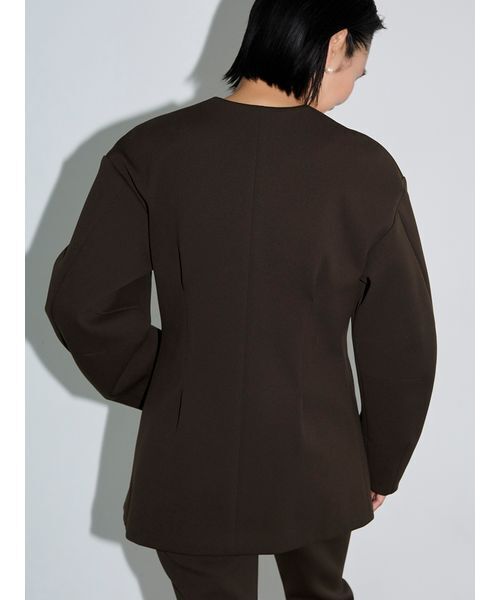 emmi（エミ）の「【セットアップ対応】【金子綾 for emmi】コンフォートジャケット（ノーカラージャケット・レディース・ブラック/ブラウン・0/1）」の8枚目の写真