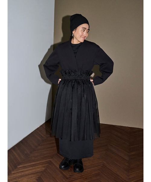 emmi（エミ）の「【セットアップ対応】【金子綾 for emmi】コンフォートジャケット（ノーカラージャケット・レディース・ブラック/ブラウン・0/1）」の13枚目の写真