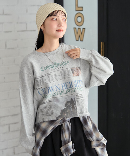 FREAK'S STORE(フリークスストア)の「Newspaper スウェット/ ニュースペーパープリント(スウェット・レディース・ライトグレー/チャコール・フリ-)」の11枚目の写真