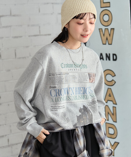 FREAK'S STORE(フリークスストア)の「Newspaper スウェット/ ニュースペーパープリント(スウェット・レディース・ライトグレー/チャコール・フリ-)」の13枚目の写真