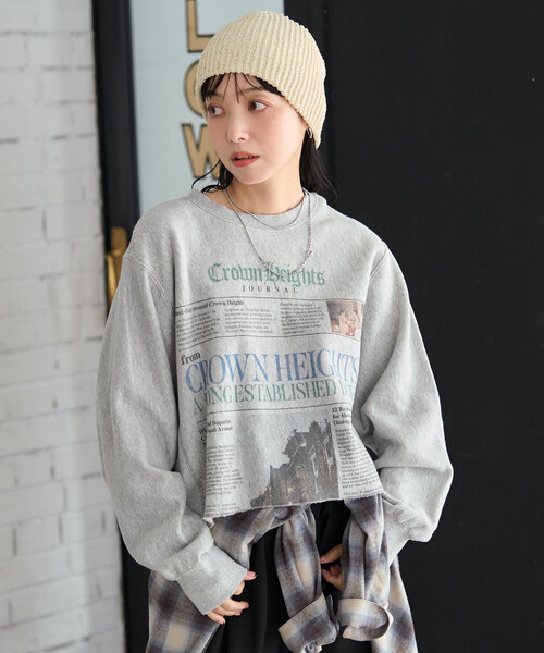 FREAK'S STORE(フリークスストア)の「Newspaper スウェット/ ニュースペーパープリント(スウェット・レディース・ライトグレー/チャコール・フリ-)」の14枚目の写真