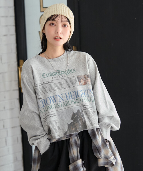 Newspaper スウェット/ ニュースペーパープリント（スウェット