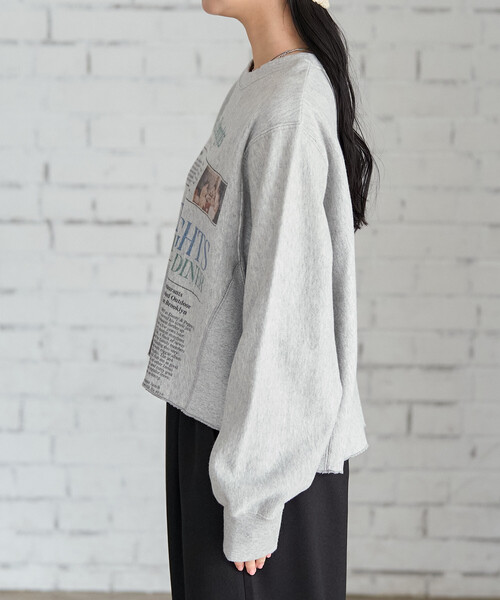 FREAK'S STORE(フリークスストア)の「Newspaper スウェット/ ニュースペーパープリント(スウェット・レディース・ライトグレー/チャコール・フリ-)」の18枚目の写真