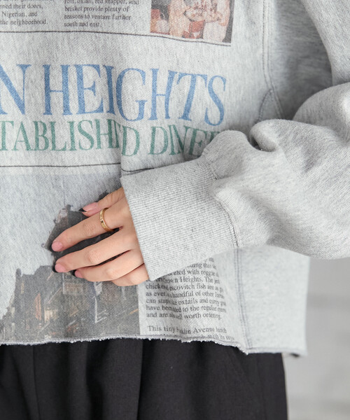 FREAK'S STORE(フリークスストア)の「Newspaper スウェット/ ニュースペーパープリント(スウェット・レディース・ライトグレー/チャコール・フリ-)」の21枚目の写真