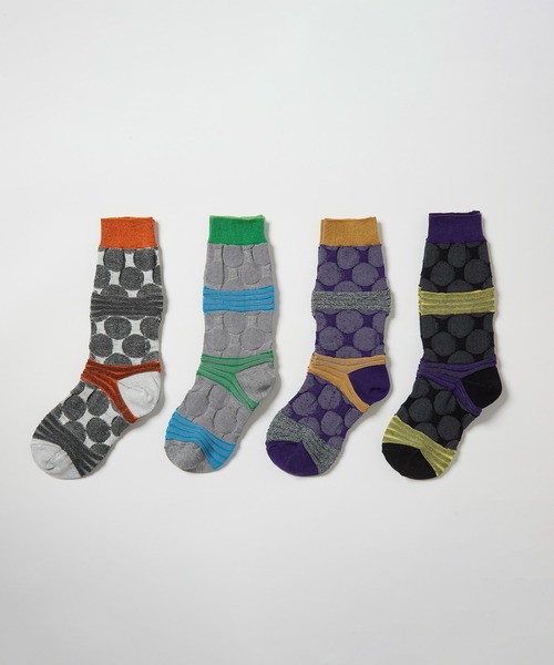 gomme（ゴム）の「ドットボーダーソックス（ソックス/靴下・レディース・グレー/ブラック/ホワイト/パープル・FREE）」の5枚目の写真