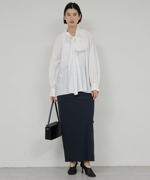 GALLARDAGALANTE（ガリャルダガランテ）の「【上品×華やか】【2way】ギャザーボウタイブラウス（シャツ/ブラウス・レディース・ホワイト/サックスブルー/ライトベージュ・FREE）」の7枚目の写真