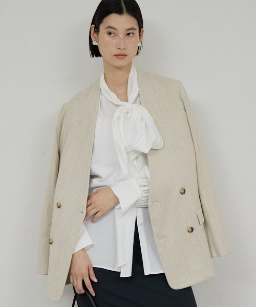 GALLARDAGALANTE（ガリャルダガランテ）の「【上品×華やか】【2way】ギャザーボウタイブラウス（シャツ/ブラウス・レディース・ホワイト/サックスブルー/ライトベージュ・FREE）」の10枚目の写真