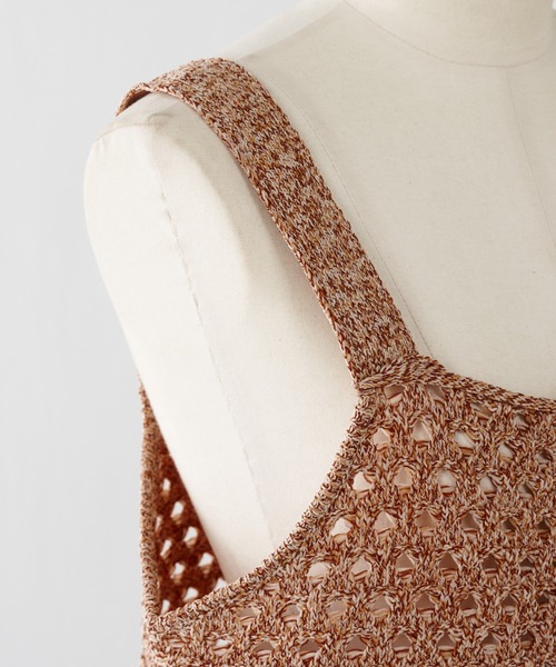 COLLAGE GALLARDAGALANTE（コラージュガリャルダガランテ）の「メッシュニットキャミ（キャミソール・レディース・ベージュ/オレンジ・FREE）」の12枚目の写真