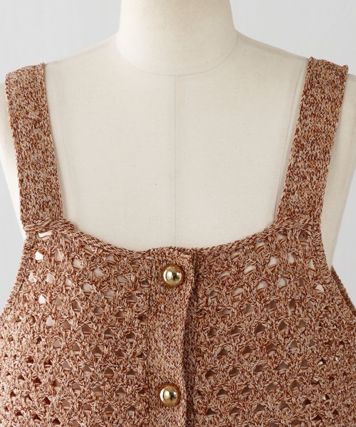 COLLAGE GALLARDAGALANTE（コラージュガリャルダガランテ）の「メッシュニットキャミ（キャミソール・レディース・ベージュ/オレンジ・FREE）」の13枚目の写真