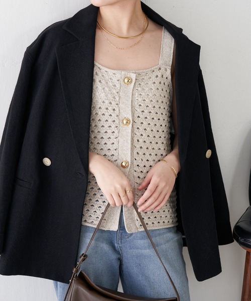 COLLAGE GALLARDAGALANTE（コラージュガリャルダガランテ）の「メッシュニットキャミ（キャミソール・レディース・ベージュ/オレンジ・FREE）」の7枚目の写真