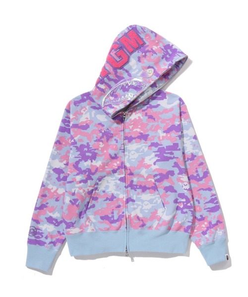 A BATHING APE（アベイシングエイプ）の「MULTI PIXEL CAMO SHARK FULL ZIP HOODIE（パーカー・レディース・マルチ/グリーン・SMALL/MEDIUM）」の2枚目の写真