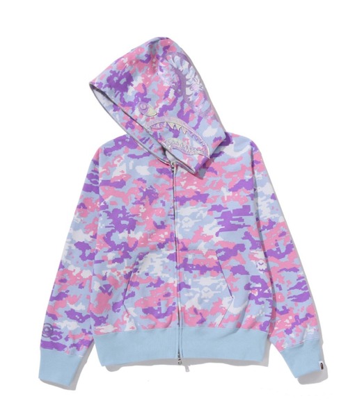 A BATHING APE（アベイシングエイプ）の「MULTI PIXEL CAMO SHARK FULL ZIP HOODIE（パーカー・レディース・マルチ/グリーン・SMALL/MEDIUM）」の4枚目の写真
