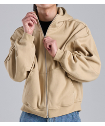 BUTTON SEOUL（ボタンソウル）の「ツーウェイミニマルハイネックコットンフードパーカー（ベージュ）（パーカー）」