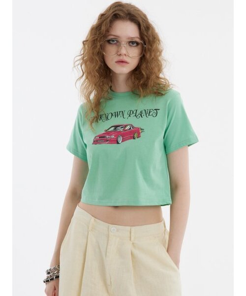 UNKNOWN PLANET(アンノウンプラネット)の「レッドカロゴクロップTシャツグリーン(Tシャツ/カットソー・レディース・その他・FREE)」の2枚目の写真