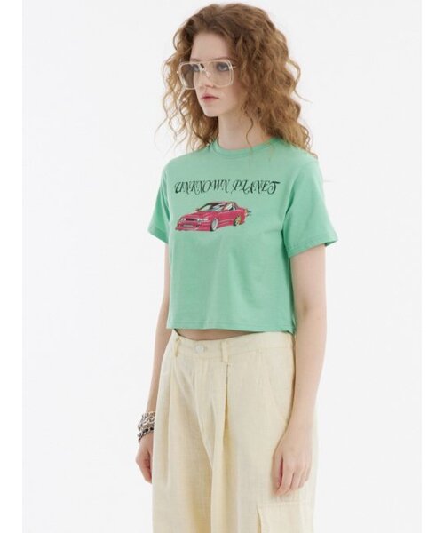 UNKNOWN PLANET(アンノウンプラネット)の「レッドカロゴクロップTシャツグリーン(Tシャツ/カットソー・レディース・その他・FREE)」の3枚目の写真