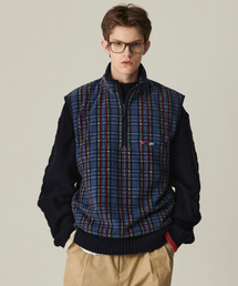 Beyond Closet（-）の「[コレクションライン] レトロチェックユニークロゴハーフジップフリースネイビー（ベスト）」