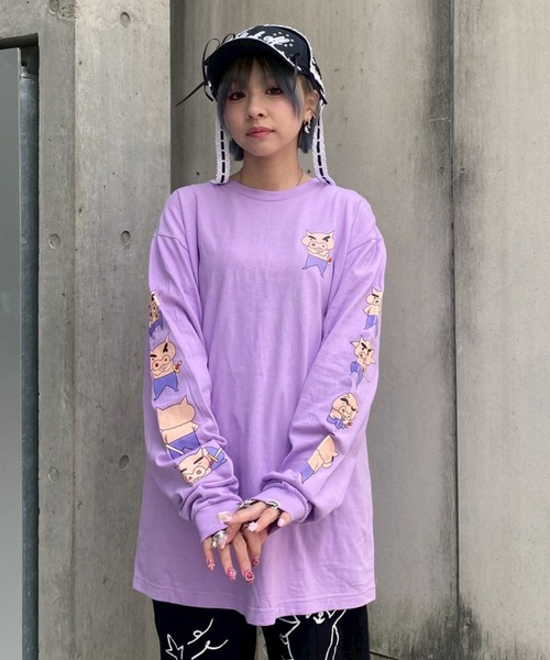 Candy Stripper(キャンディストリッパー)の「【クレヨンしんちゃん】ぶりぶりざえもんがいっぱい L/S Tシャツ(Tシャツ/カットソー・レディース・オフホワイト/ブラック/ラベンダー・FREE)」の4枚目の写真