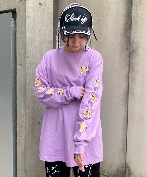 Candy Stripper(キャンディストリッパー)の「【クレヨンしんちゃん】ぶりぶりざえもんがいっぱい L/S Tシャツ(Tシャツ/カットソー・レディース・オフホワイト/ブラック/ラベンダー・FREE)」の5枚目の写真