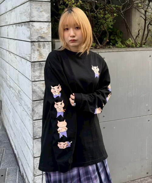 Candy Stripper(キャンディストリッパー)の「【クレヨンしんちゃん】ぶりぶりざえもんがいっぱい L/S Tシャツ(Tシャツ/カットソー・レディース・オフホワイト/ブラック/ラベンダー・FREE)」の16枚目の写真