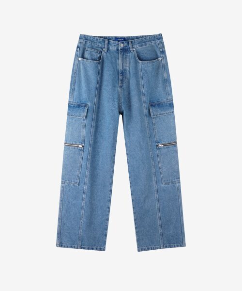 ESN(イーエスエヌ)の「ジッパーカーゴデニムパンツV29_ブルー(デニムパンツ・メンズ・その他・LARGE/MEDIUM/SMALL)」の5枚目の写真