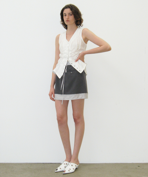 CACELE(カッセル)の「RAW CUT LAYERED SKIRT, CHARCOAL(スカート・レディース・その他・FREE)」の1枚目の写真