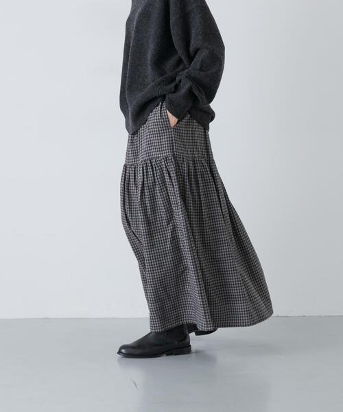 かぐれ（カグレ）の「ギンガムティアードスカート（スカート・レディース・グレー/ブラウン・FREE）」の10枚目の写真