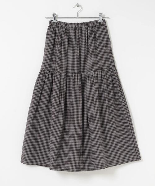 かぐれ（カグレ）の「ギンガムティアードスカート（スカート・レディース・グレー/ブラウン・FREE）」の6枚目の写真