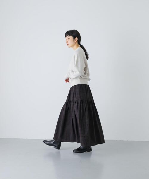 かぐれ（カグレ）の「ギンガムティアードスカート（スカート・レディース・グレー/ブラウン・FREE）」の21枚目の写真