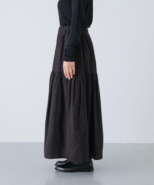 かぐれ（カグレ）の「ギンガムティアードスカート（スカート・レディース・グレー/ブラウン・FREE）」の18枚目の写真